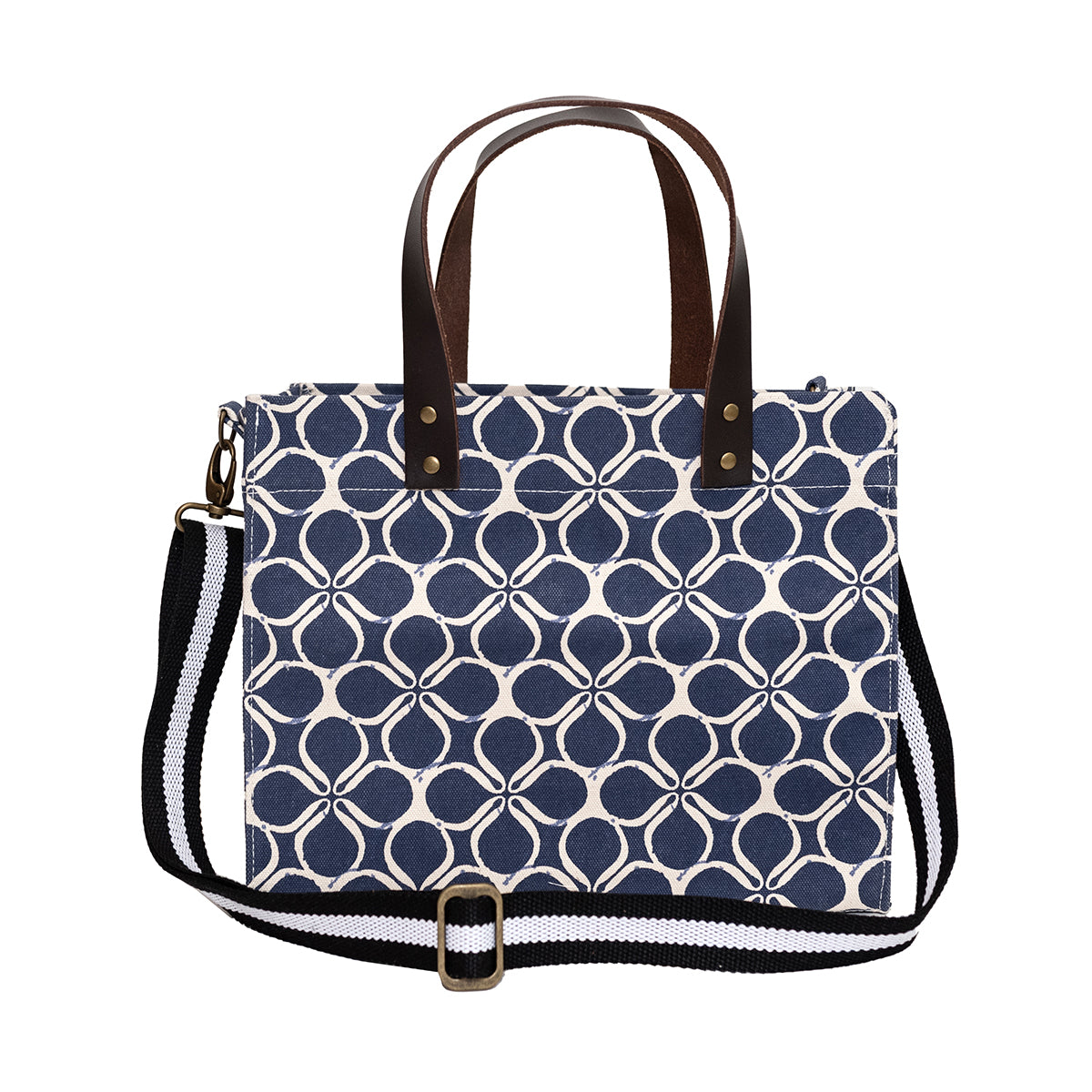 Brooklyn Tote Blue Clover with Cotton Web Straps