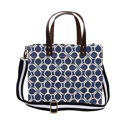Brooklyn Tote Blue Clover with Cotton Web Straps