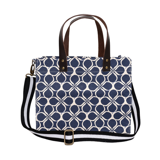 Brooklyn Tote Blue Clover with Cotton Web Straps