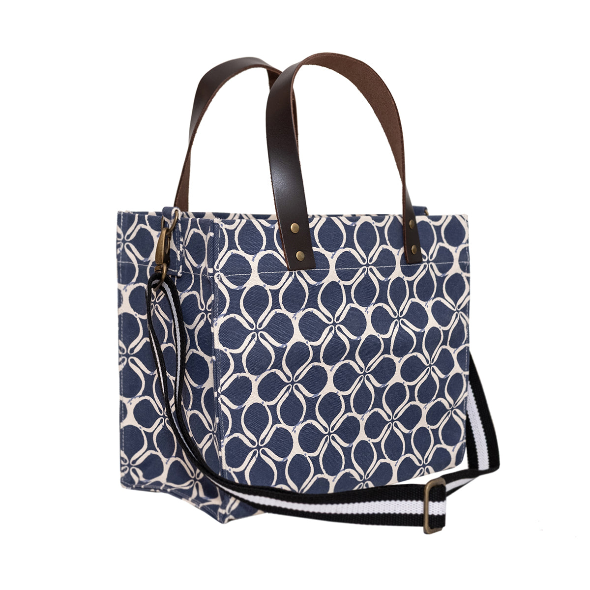 Brooklyn Tote Blue Clover with Cotton Web Straps