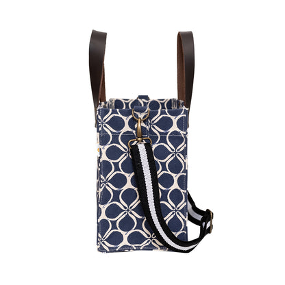 Brooklyn Tote Blue Clover with Cotton Web Straps