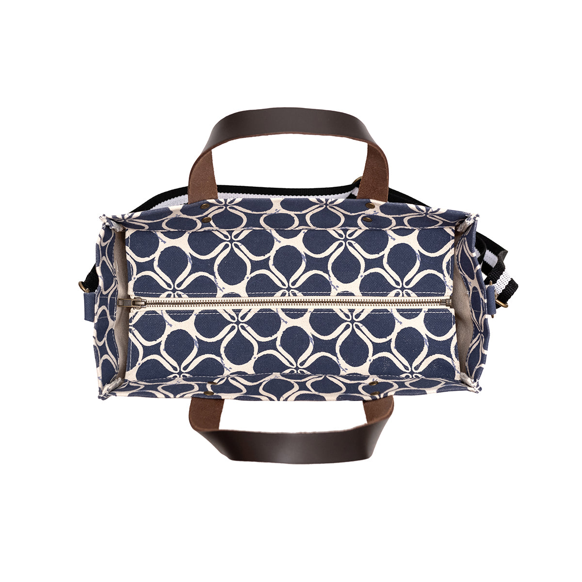Brooklyn Tote Blue Clover with Cotton Web Straps