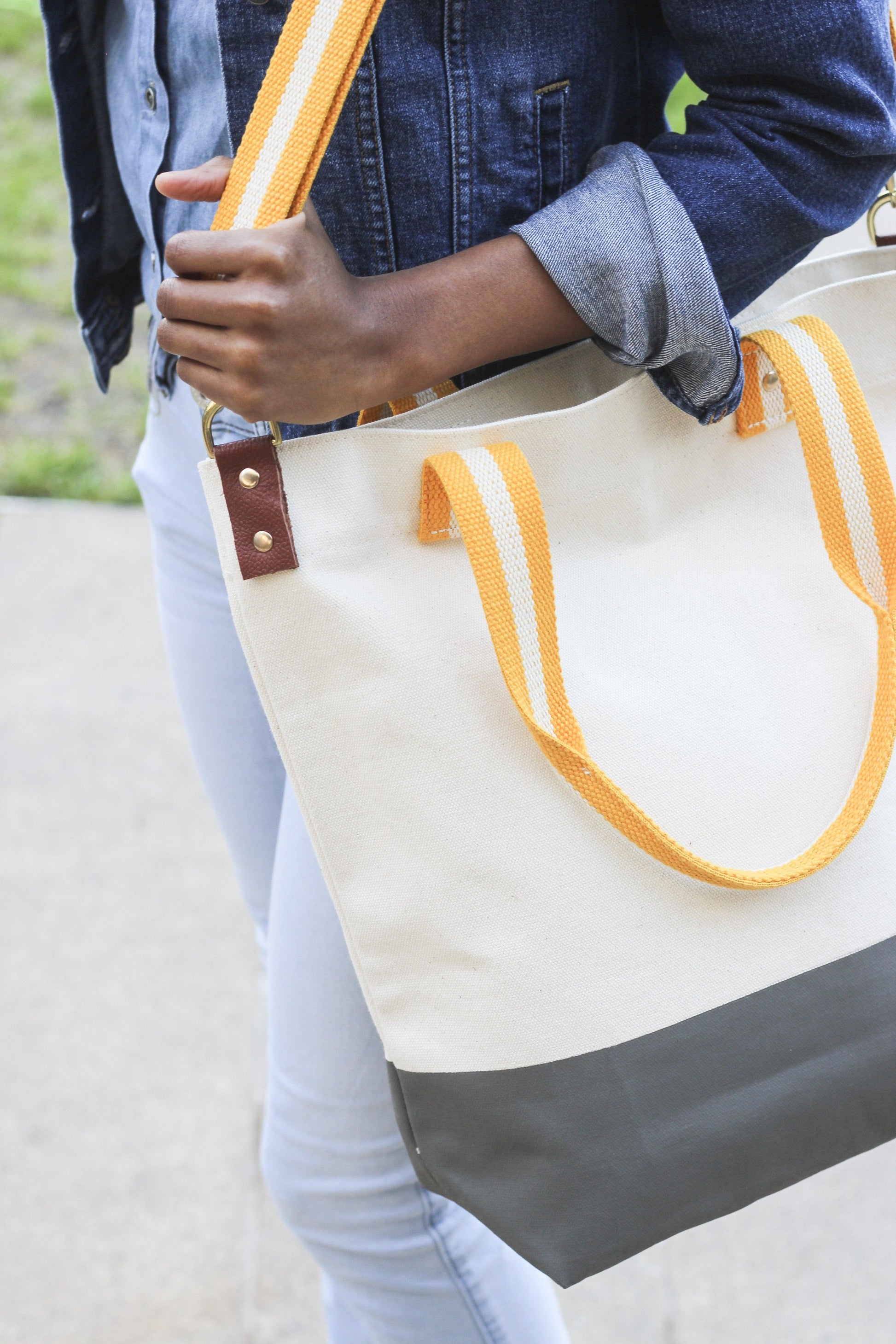 Dipped Tote with Yellow Strap - Tag&Crew