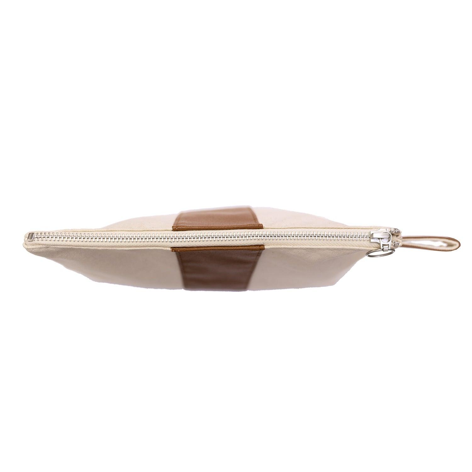 Leather Stripe Makeup Bag - Tag&Crew