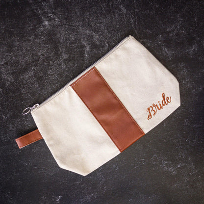 Leather Stripe Makeup Bag - Tag&Crew