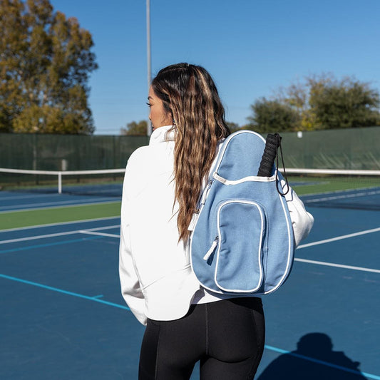 Pickle Ball Carry Bag Tag&Crew Elemental Blue and White Trim 